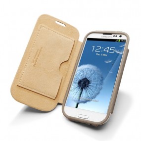  Samsung Galaxy S3 Leather Case Folio (Sand Brown)